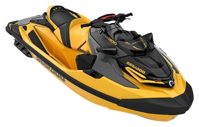 Slide: The Image of 2023 Sea-Doo RXT-X 300 IBR in yellow and black. - 6
