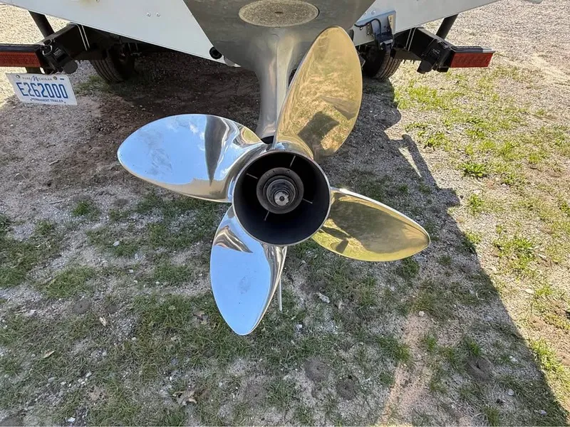 Slide: The Image of Close-up of a 2020 Lund 2175PROV boat propeller. - 11
