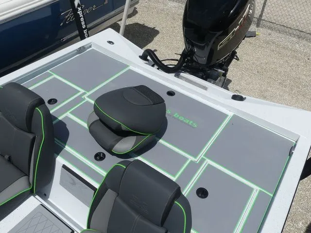 Slide: The Image of Xpress Hyper Lift H20B 2026 boat with modern seating and engine. - 14