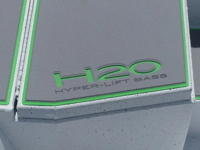 Slide: The Image of Xpress Hyper Lift H20B 2026 boat detail with green lettering. - 15