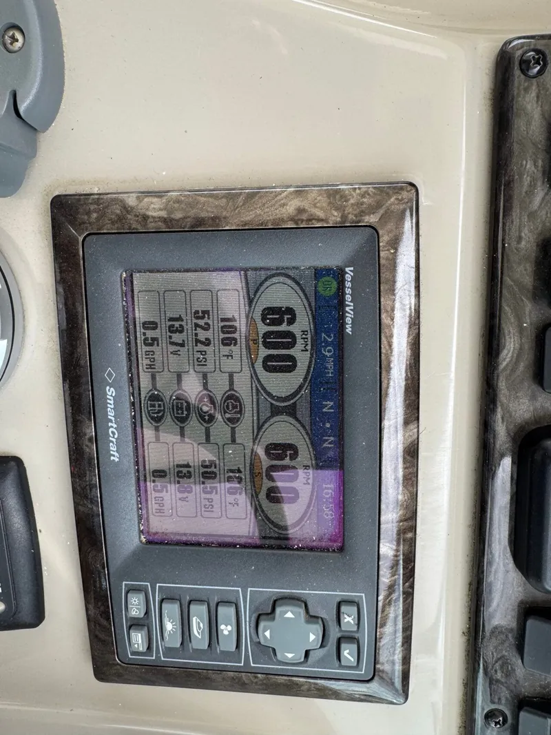 Slide: The Image of SmartCraft display on 2008 Sea Ray 44 Sundancer showing engine data. - 5