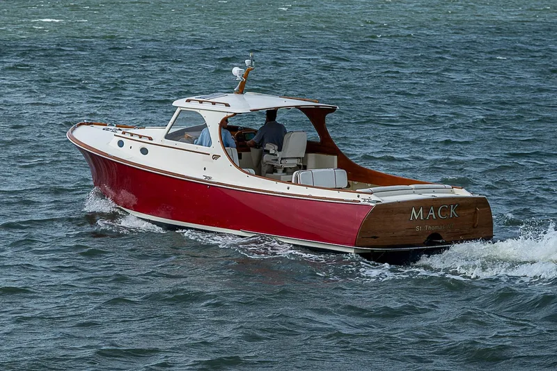 Slide: The Image of 1996 Hinckley Picnic Boat 36 Classic cruising on open water. - 3