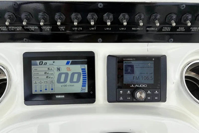 Slide: The Image of Dashboard of 2025 Pathfinder 2200 TRS with Yamaha display and JL Audio system. - 21