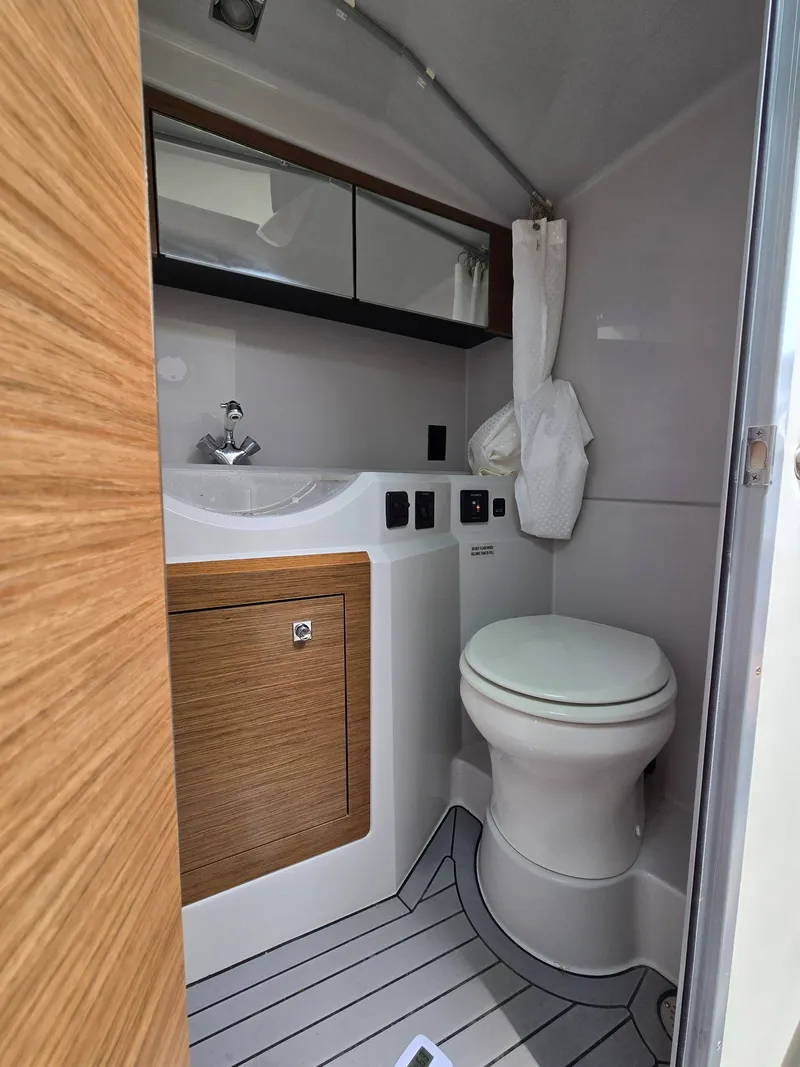 Slide: The Image of Interior view of yacht bathroom, Cruisers Yachts 338, 2021 model. - 34