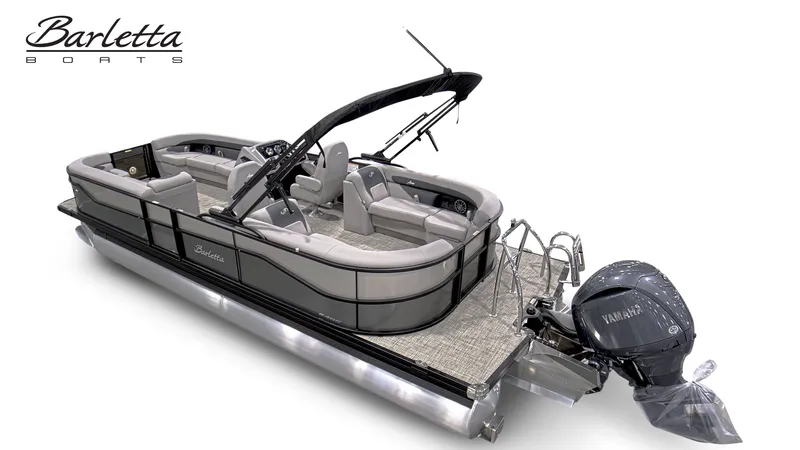 Slide: The Image of 2026 Barletta A24QC pontoon boat with Yamaha engine, luxurious design. - 3