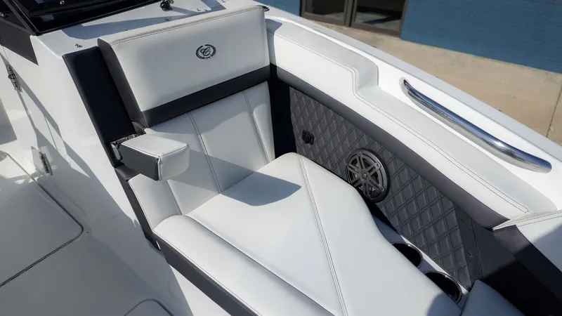 Slide: The Image of Luxurious seating in Cobalt R6 boat, model 2026. - 21