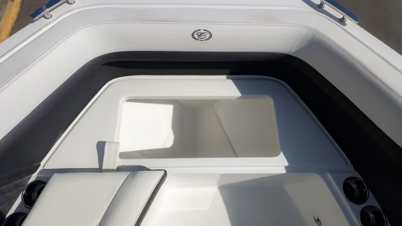 Slide: The Image of Interior of 2026 Cobalt R6 boat with white upholstery. - 24