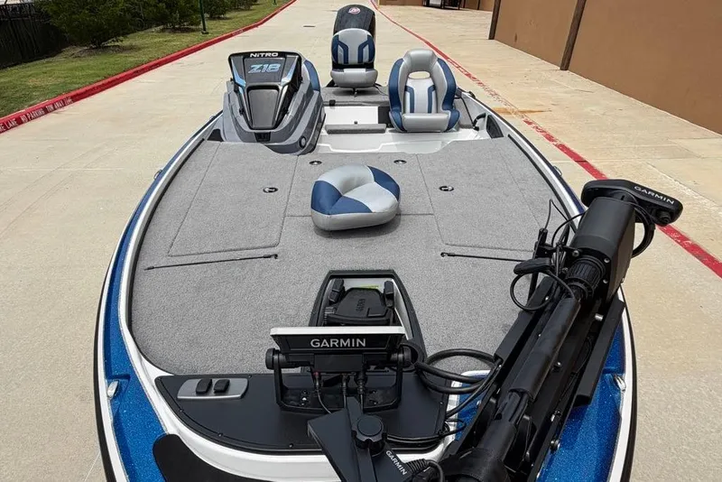 Slide: The Image of 2026 Nitro Z18 Pro fishing boat with Garmin equipment on deck. - 10