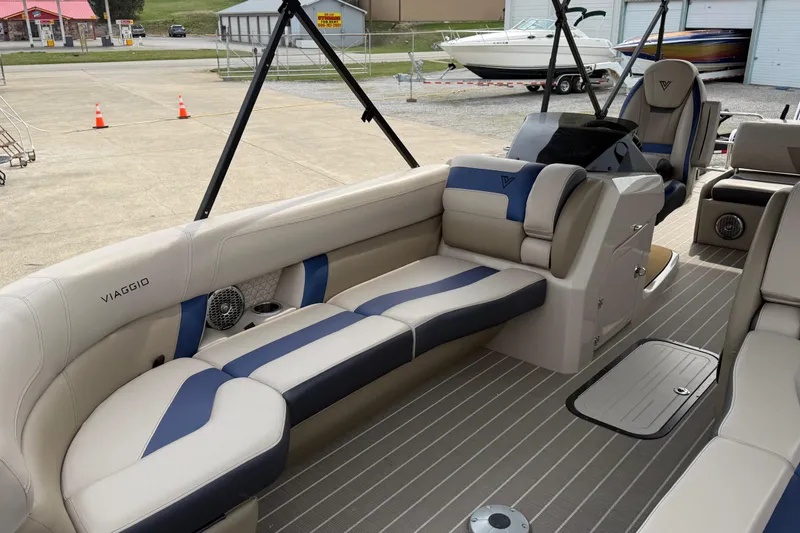 Slide: The Image of Luxurious interior of 2022 Viaggio Diamante S 26 boat with plush seating and modern design. - 7
