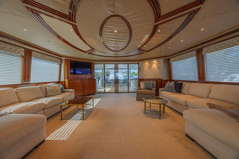 Slide: The Image of Luxurious interior of 2011 Westport 112 yacht with elegant seating and modern decor. - 20