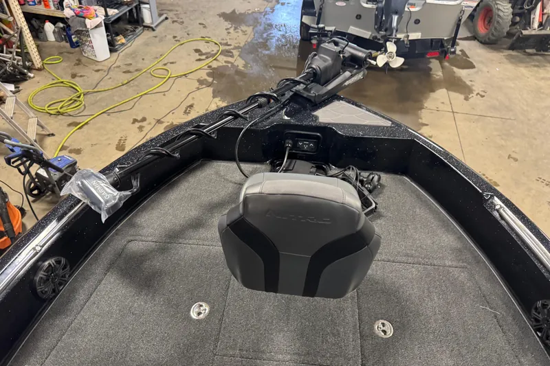 Slide: The Image of 2026 Nitro ZV19 Sport Pro boat interior with steering console in a garage setting. - 9
