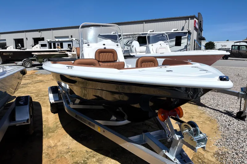 Slide: The Image of 2026 ALK2 Powerboats 18 CRS on trailer, displayed outdoors at a dealership. - 5