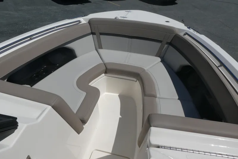 Slide: The Image of 2026 Boston Whaler 240 Vantage boat interior with spacious seating area. - 12