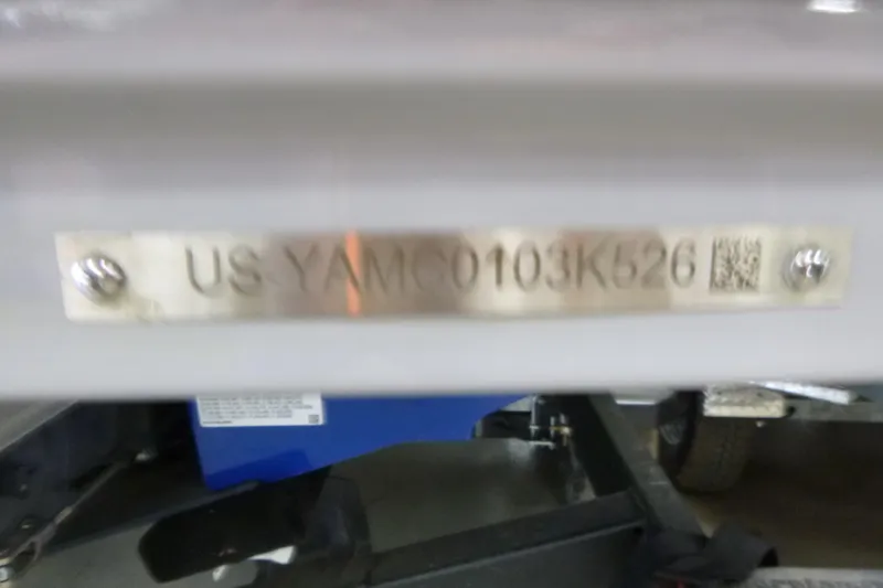 Slide: The Image of 2026 Yamaha Boats AR220 identification plate with serial number. - 18