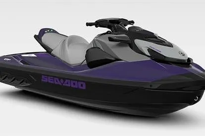 Slide: The Image of 2025 Sea-Doo GTI SE 130 jet ski in sleek black and purple design. - 3