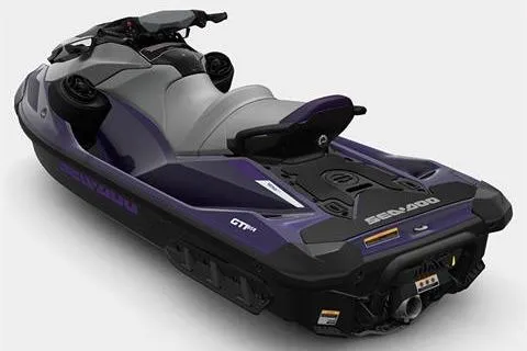 Slide: The Image of 2025 Sea-Doo GTI SE 130 jet ski, sleek design, rear view, purple and gray color scheme. - 5