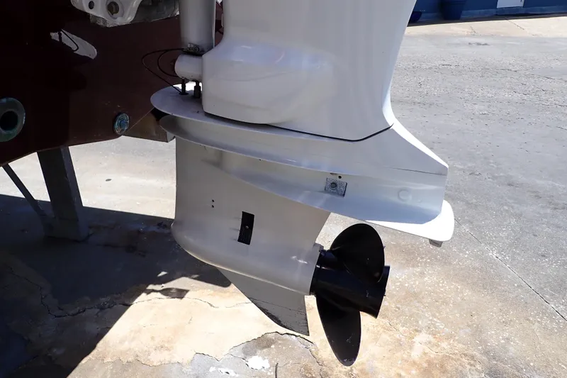 Slide: The Image of Outboard motor of 2021 Hurricane SunDeck Sport 185 OB on concrete surface. - 57