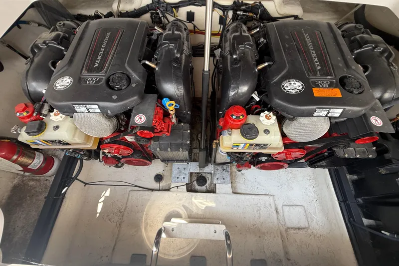 Slide: The Image of Engine compartment of a 2016 Chaparral 307 SSX with dual Volvo Penta 300 V8 engines. - 23