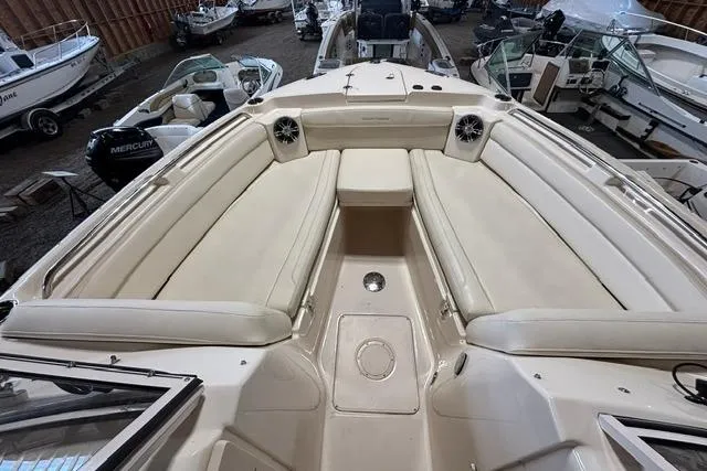 Slide: The Image of 2022 Grady-White Freedom 285 boat interior with spacious seating and modern design. - 4