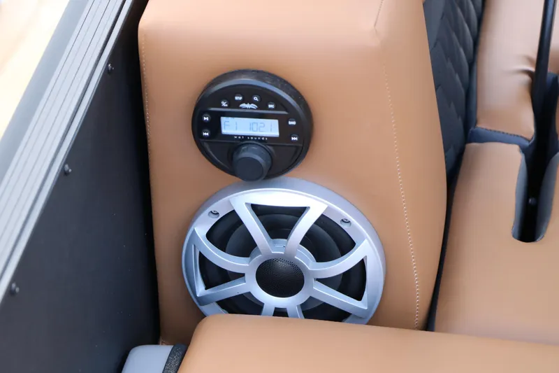 Slide: The Image of Audio system in 2026 Sylvan L3 DLZ Bar Platinum Edition Tri-Toon boat. - 30