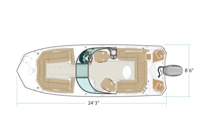 Slide: The Image of Manufacturer Provided Image: Top view layout of 2020 NauticStar 243 DC boat, 24'3 length, 8'6 beam. - 9