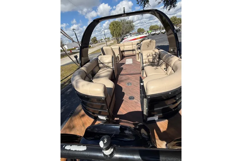 Slide: The Image of 2017 South Bay 523RS pontoon boat with spacious seating and sleek design. - 2