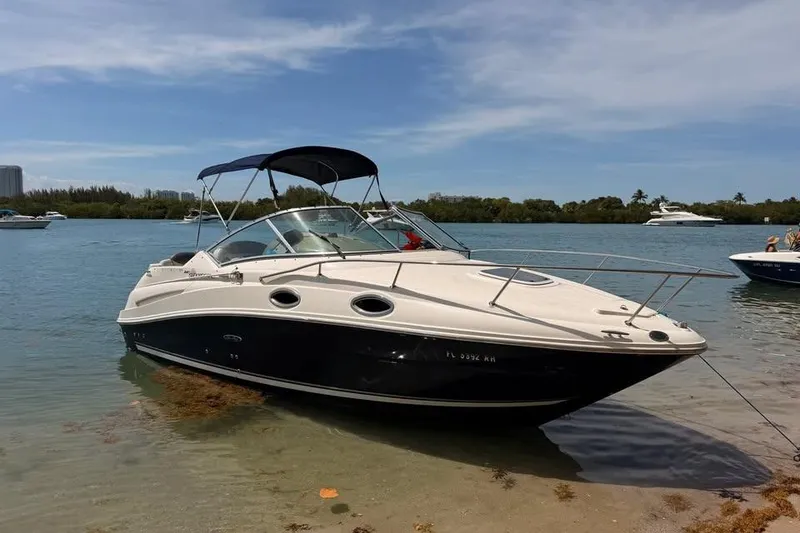 The Image of 2007 Sea Ray 240 Sundancer boat anchored in calm waters under a clear sky. - 0