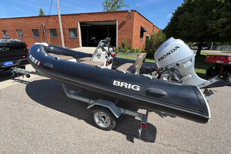 The Image of 2022 Brig Falcon 420 inflatable boat on trailer with Honda outboard motor. - 10