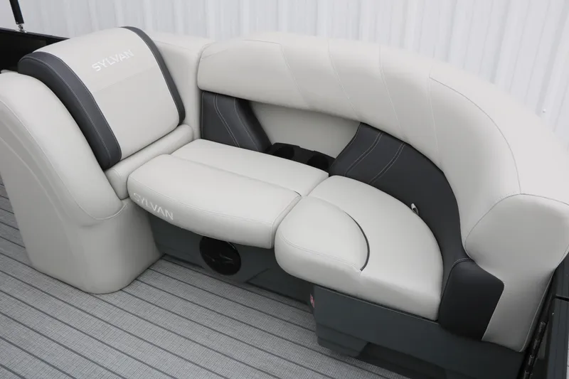 Slide: The Image of Luxurious seating on 2026 Sylvan Mirage 822 LZ pontoon boat, featuring elegant design. - 20