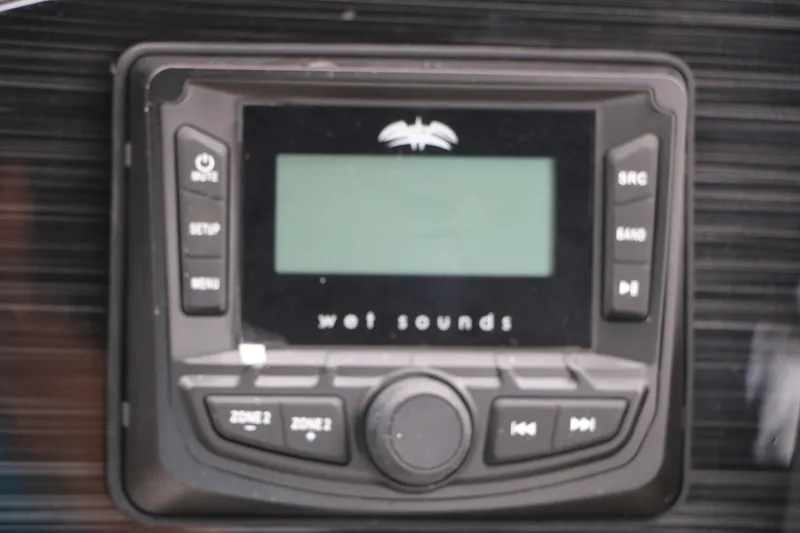 Slide: The Image of Wet Sounds audio control panel on 2026 Sylvan Mirage 822 LZ boat. - 25