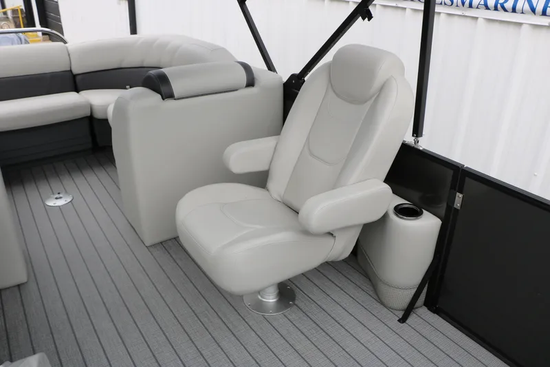 Slide: The Image of Luxurious seating on 2026 Sylvan Mirage 822 LZ pontoon boat interior. - 29