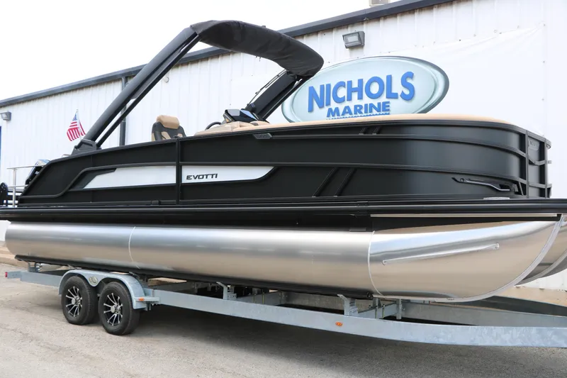 The Image of 2026 Evotti 725 CS Arch Tri-Toon boat on trailer at Nichols Marine dealership. - 0