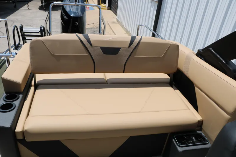 Slide: The Image of Luxurious seating on 2026 Evotti 725 CS Arch Tri-Toon boat with cup holders. - 38