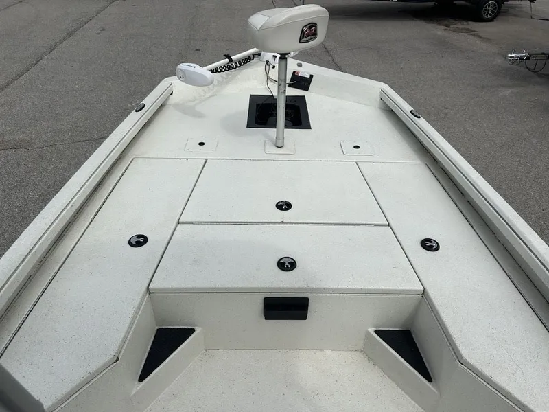 Slide: The Image of Ranger RB200 boat 2020, front deck view with seat and storage. - 10