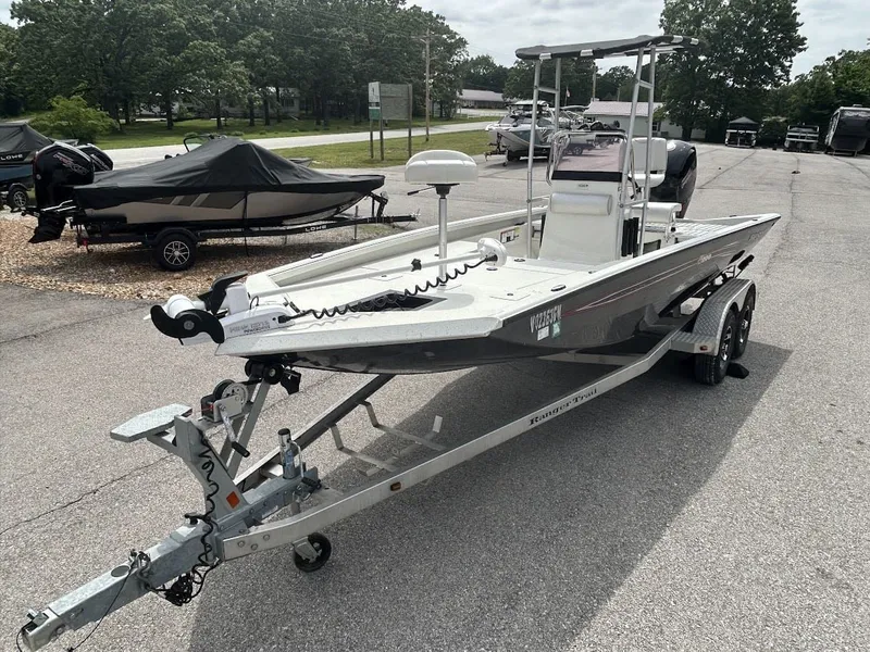 Slide: The Image of 2020 Ranger RB200 boat parked on trailer outdoors. - 5
