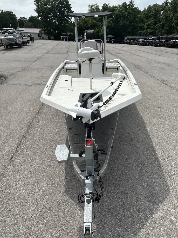 Slide: The Image of 2020 Ranger RB200 boat on trailer, parking lot view. - 6