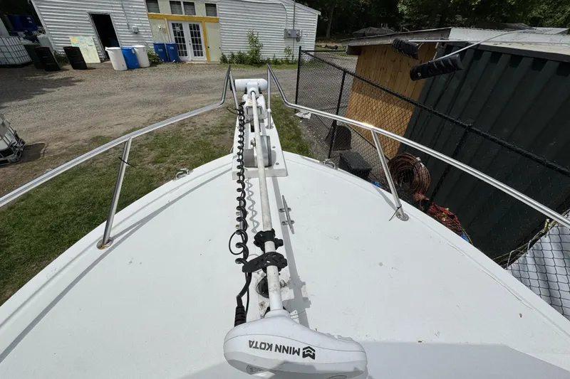 Slide: The Image of Bow view of 2016 Steiger Craft 25 Chesapeake with Minn Kota trolling motor. - 30