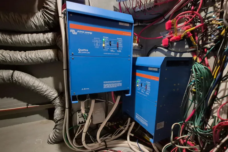 Slide: The Image of Electrical system with Victron Energy Quattro inverters on a 2009 Endeavour 40 Skylounge yacht. - 16
