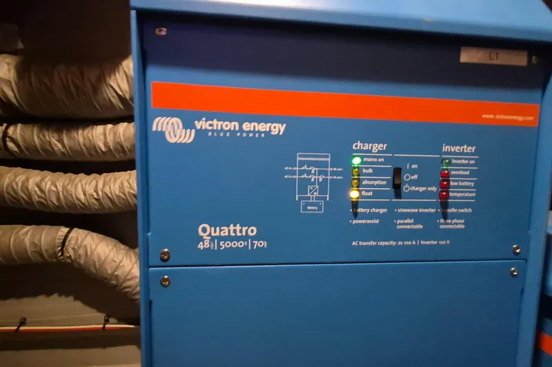 Slide: The Image of Victron Energy Quattro inverter charger on 2009 Endeavour 40 Skylounge yacht. - 17