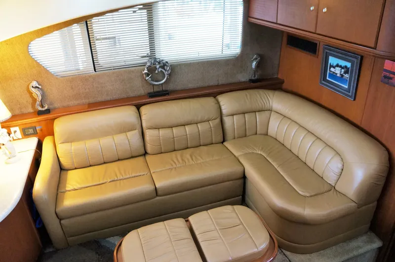 Slide: The Image of Interior of 2005 Silverton 39 Motor Yacht with leather sofa. - 18