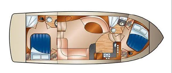 Slide: The Image of Layout of 2005 Silverton 39 Motor Yacht with two cabins. - 45