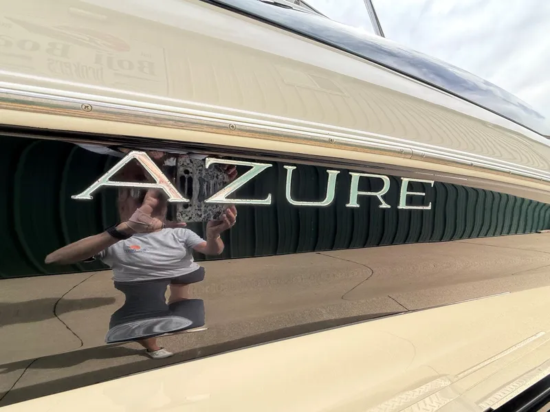 Slide: The Image of Close-up of Azure AZ240 boat logo, year 2006. - 4