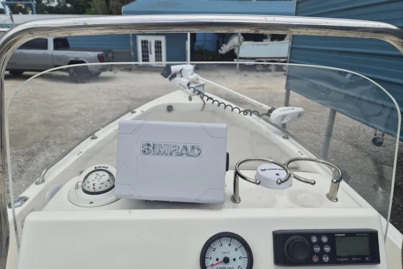 Slide: The Image of Center console of a 2021 Key West 1720 boat with Simrad electronics. - 14