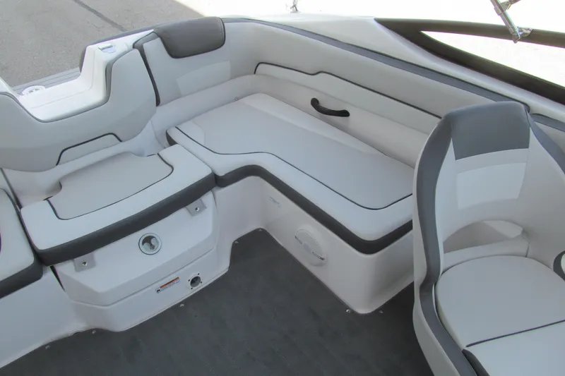 Slide: The Image of 2024 Yamaha Boats SX190 interior seating with modern design and comfortable upholstery. - 11