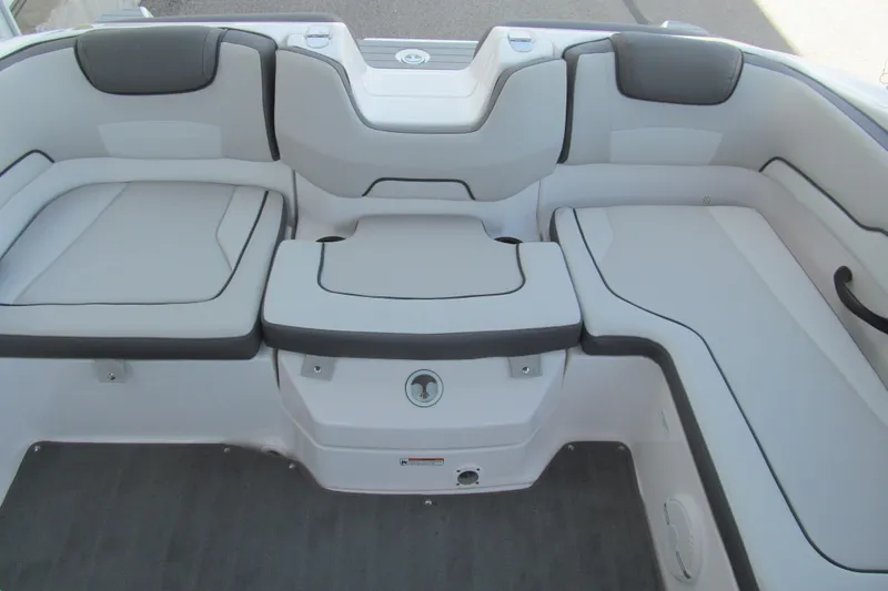 Slide: The Image of 2024 Yamaha Boats SX190 interior seating, featuring sleek, modern design and comfortable upholstery. - 12
