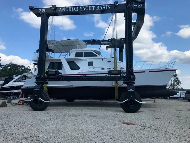 Slide: The Image of Custom Crosswater Passagemaker 49 yacht from 2001 in dry dock. - 3