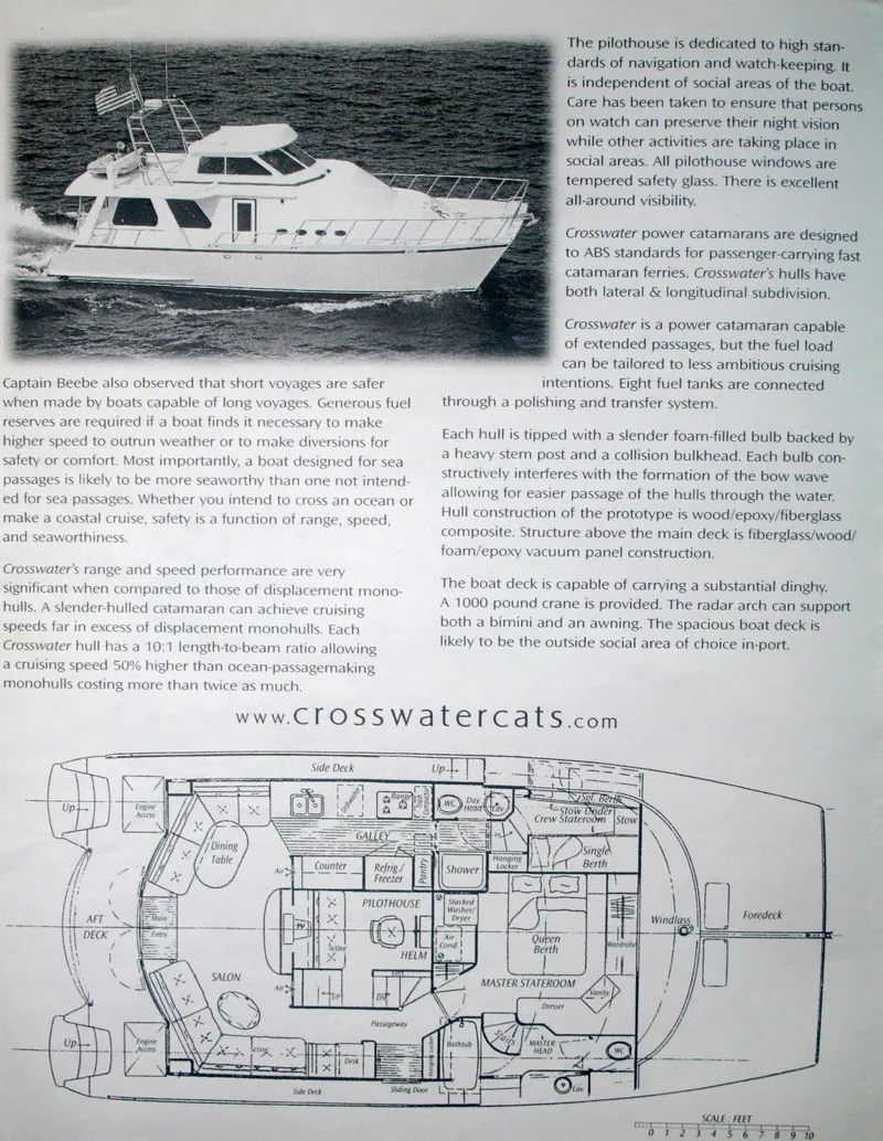 Slide: The Image of Custom Crosswater Passagemaker 49 yacht brochure with layout and specifications. - 5