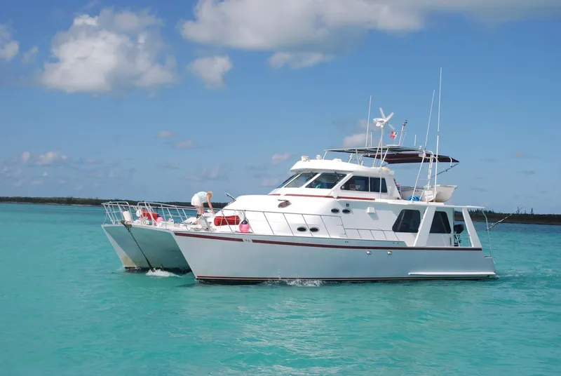 Slide: The Image of Custom Crosswater Passagemaker 49 yacht from 2001 on turquoise waters. - 7