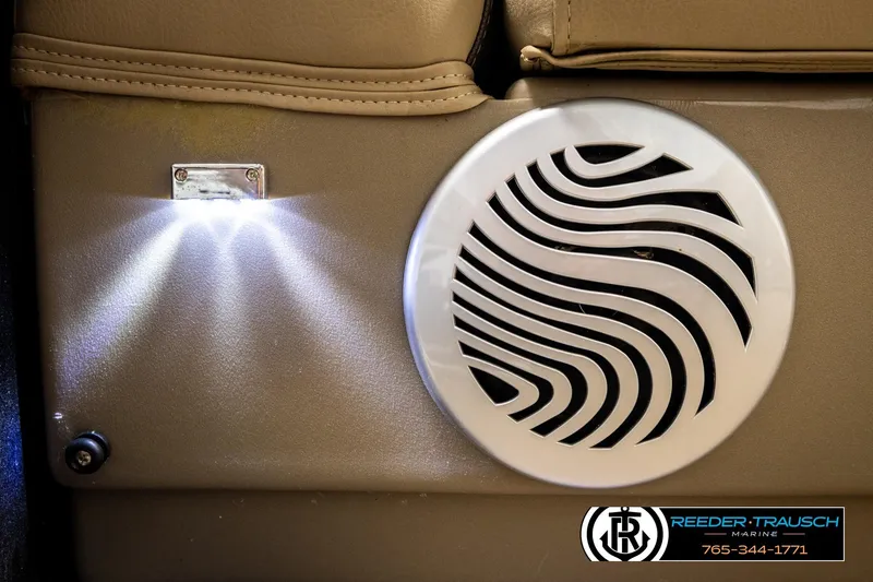 Slide: The Image of 2022 SUNTRACKER BASS BUGGY 18 DLX interior with speaker and LED light detail. - 41