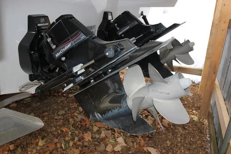 Slide: The Image of 2015 Cruisers Sport Series 328 Bow Rider with dual MerCruiser Bravo Three outdrives. - 16